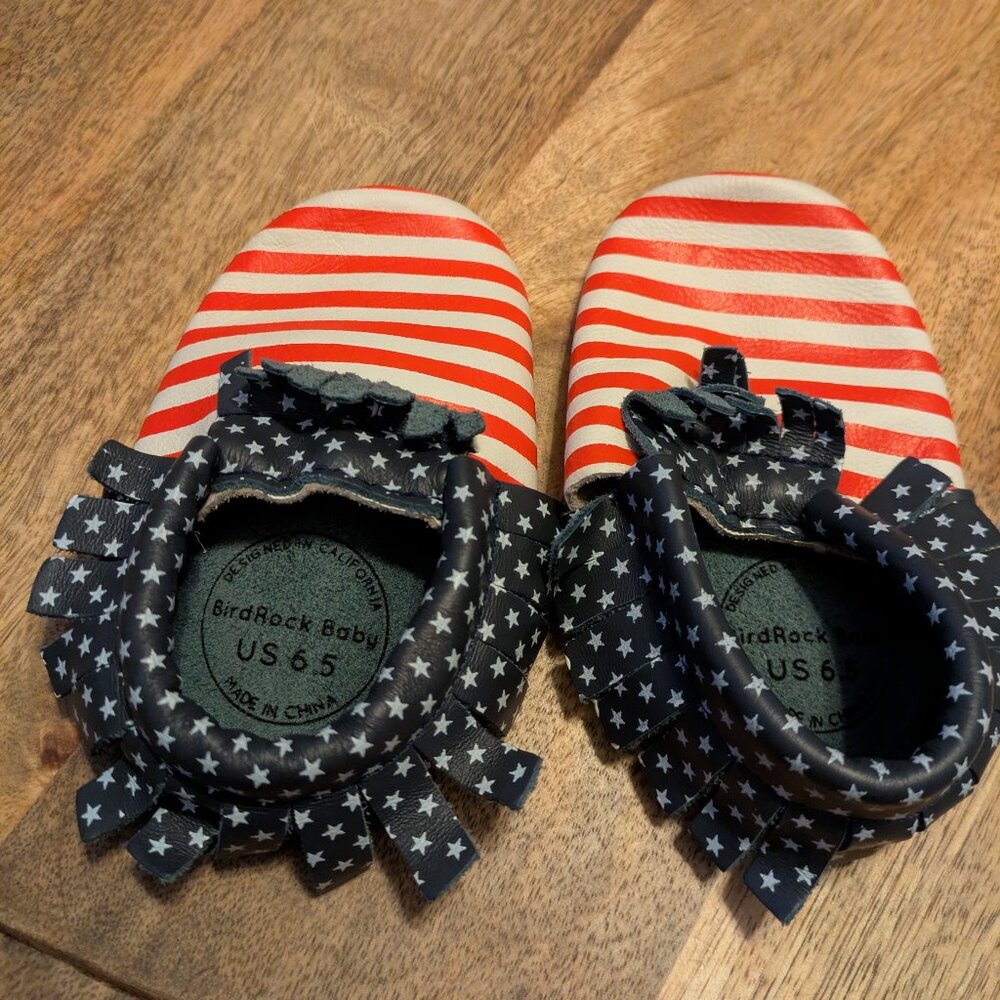 Bird Rock 4th of July Leather Moccasins size 6.5